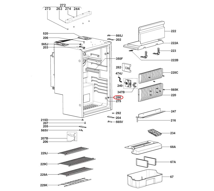 Dometic RMS8550 Fridge Screw Kit