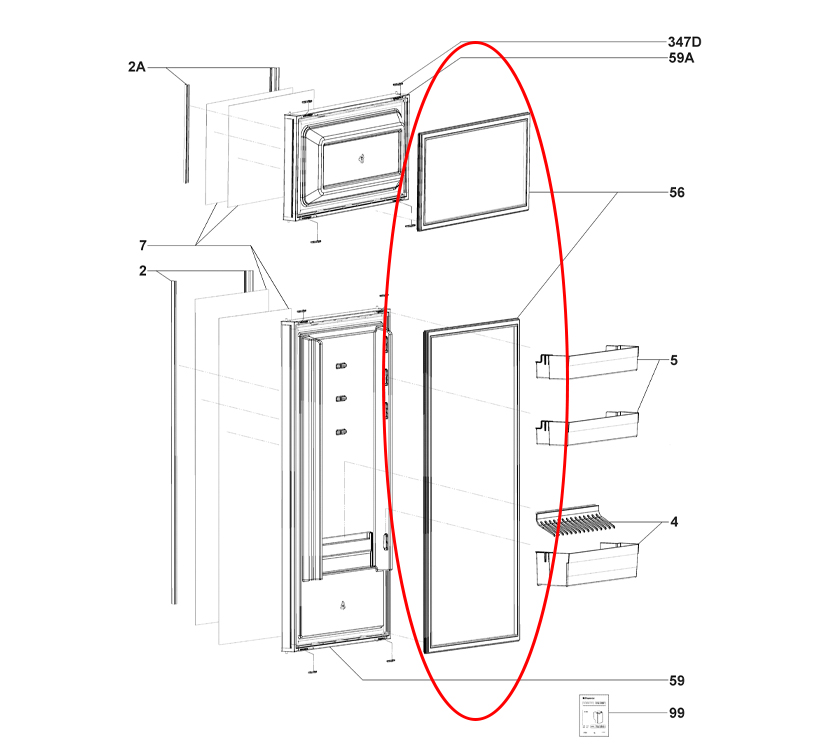 Dometic RMD10.5T Fridge & Freezer Door Gasket