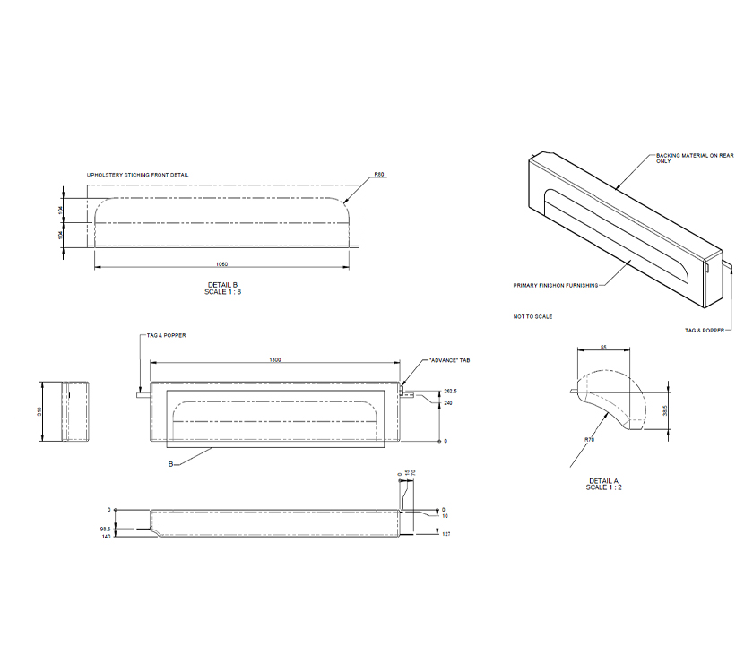 AE2 76-2 O/S Backrest Cushion 1300x300x150mm