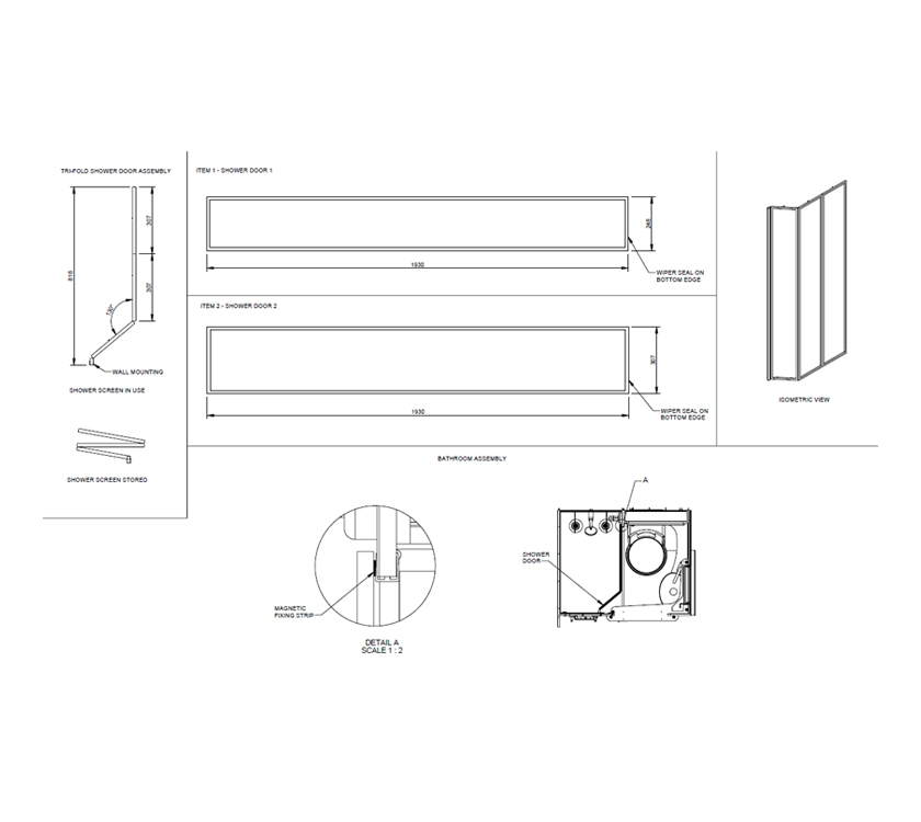 AH2 79-6/PA Tri-Fold Shower Door