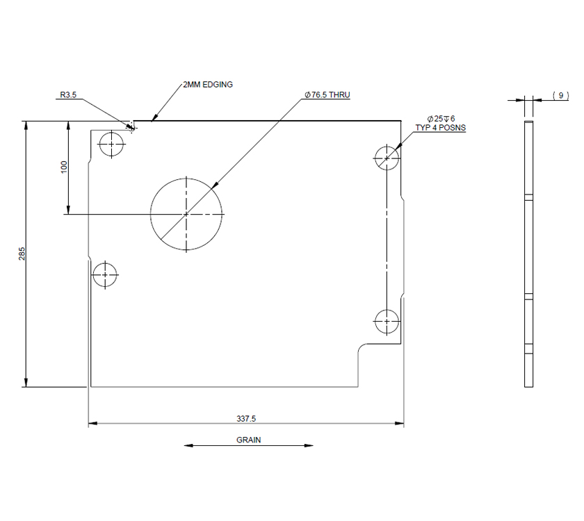 PMA STD Mid Tc R/H Exit Vanity Shelf