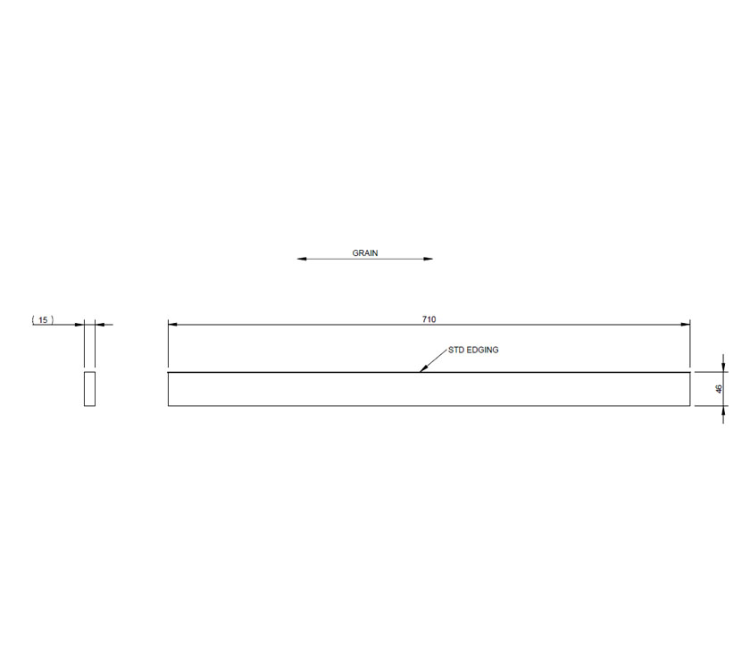 PXR STD Mid TC R/H Exit Vanity Hinge Rail