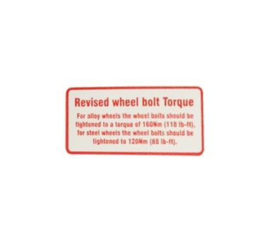 Revised Wheel Bolt Label (160Nm)