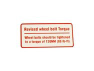 Revised wheel bolt label (120Nm)