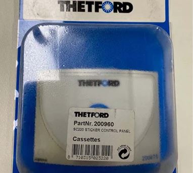 Thetford C220 Toilet Control Panel Sticker - 200960