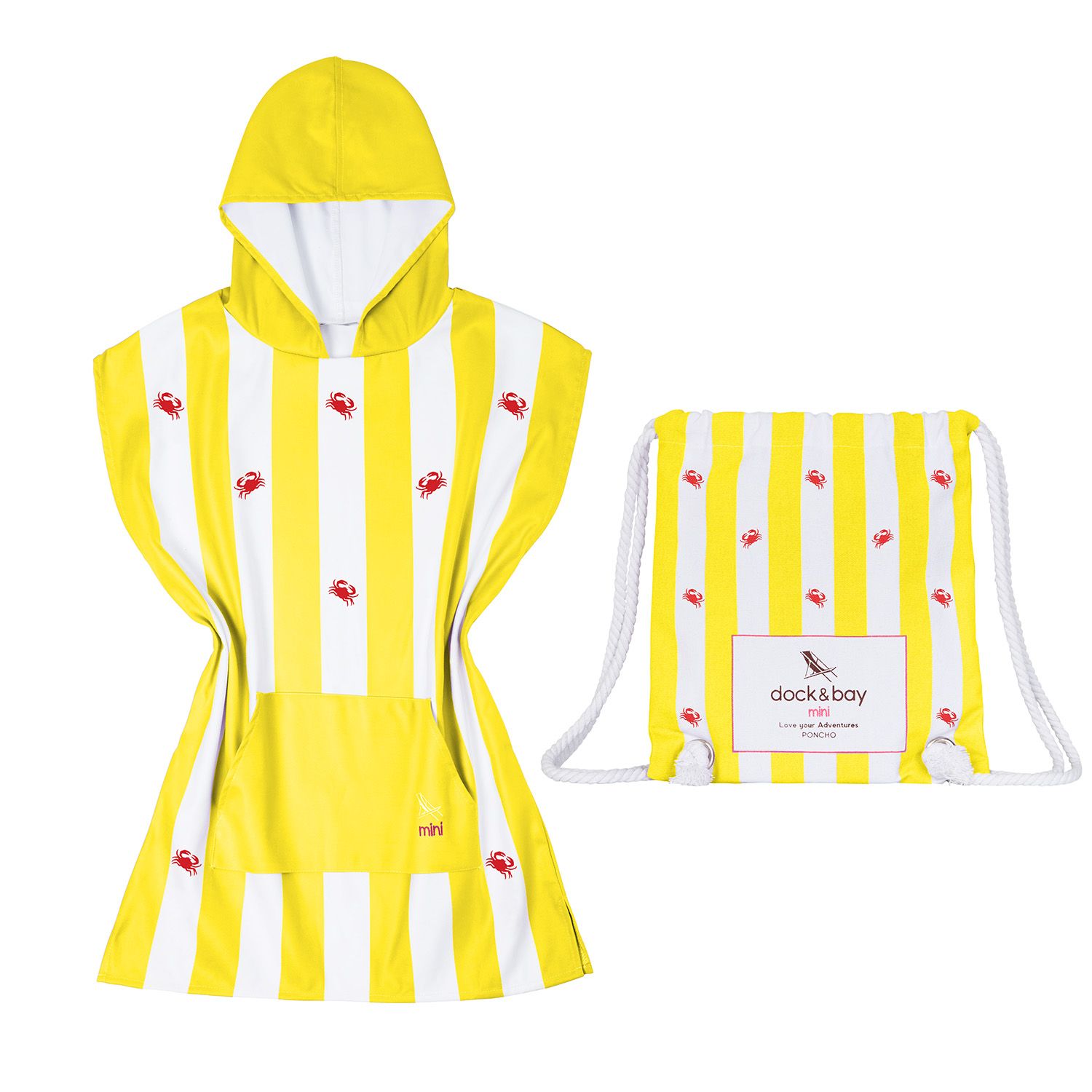 Dock & Bay Kids Microfiber Poncho Towerl - Crab Yellow - Childrens Small