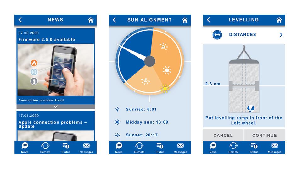 Truma iNet app screens