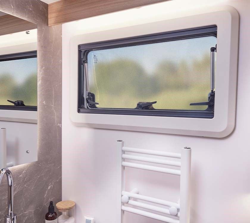 Caravan bathroom window frosting